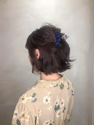ショート カラー パーマ ヘアアレンジ 顔周りカット・相談 レイヤーも◎しずくのヘアスタイル