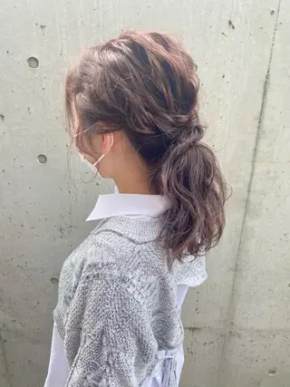 セミロング カラー ヘアアレンジ ボブ｜韓国｜美髪矯正 ｜amika🌙のヘアスタイル
