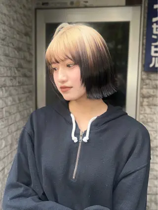 ミディアム カラー 岡山ハイトーン・ ルーツカラー/こもものヘアスタイル