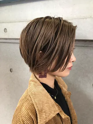 ショート カラー パーマ ヘアアレンジ 【白髪ぼかし 専門GBG】自由が丘のヘアスタイル