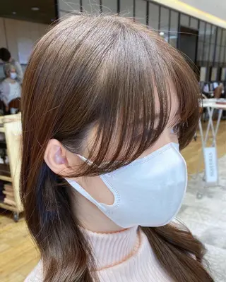 セミロング カラー 顔まわりカット🌟 くびれヘア/寺門遥輝のヘアスタイル