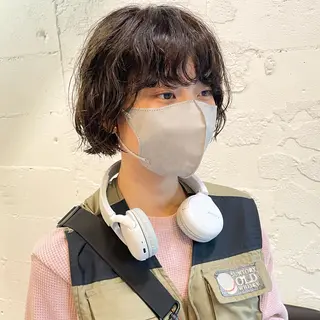 ショート カラー パーマ 🌿レイヤーボブ/パ ーマ🌿　木梨健太のヘアスタイル