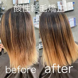 セミロング パーマ Lull1人美容室 バレイヤージュのヘアスタイル
