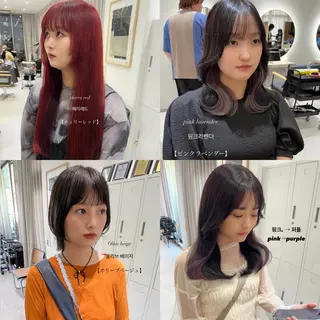 カラー 韓国🇰🇷レイヤー 映える顔周り🩷のヘアスタイル