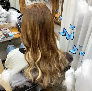 セミロング ❤️‍🔥シールエク ＋カラー京❤️‍🔥のヘアスタイル