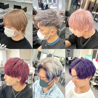 ショート カラー メンズ ブリーチ&エクステ 🥀ケアカラー特化のヘアスタイル