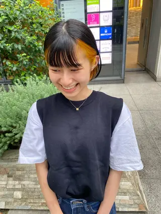 ショート デザインカラー/ボブ ブリーチカラー/ユリのヘアスタイル