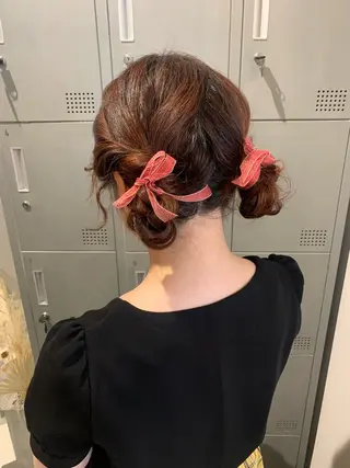セミロング ヘアアレンジ ブリーチ/アレンジ 天満/chihiroのヘアスタイル