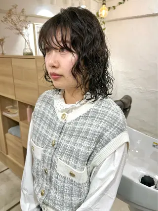 ミディアム パーマ 銀座No.1髪質改善 縮毛矯正/本木のヘアスタイル