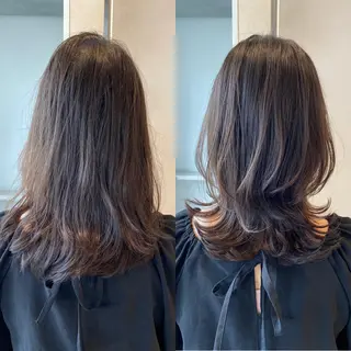 ミディアム 顔まわりカット🌟 くびれヘア/寺門遥輝のヘアスタイル