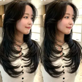 ロング カラー レイヤー/艶カラー /韓国ヘア/高松のヘアスタイル