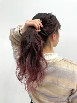 セミロング カラー 🦄インナーカラー 🦄貫井彩花のヘアスタイル