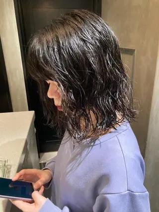 ミディアム パーマ 🛑柔らか透明感 カラー🛑大谷のヘアスタイル