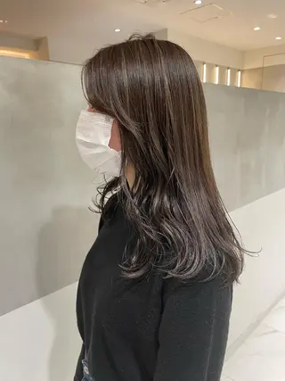 ロング オリーブ カラー✨有坂映哉のヘアスタイル