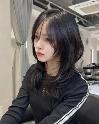 セミロング カラー 韓国風ハッシュカット 似合わせレイヤー池袋のヘアスタイル