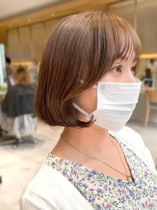 ミディアム カラー パーマ ヘアアレンジ 小野寺瑞希 /最小顔カットのヘアスタイル