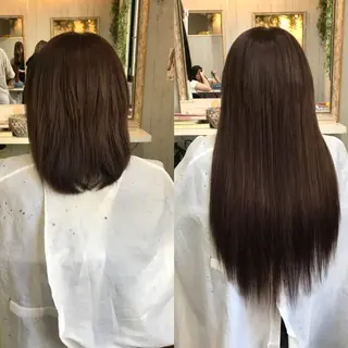 ロング カラー ヘアアレンジ チビ編み込みエクステ シールEXどぅ〜すのヘアスタイル