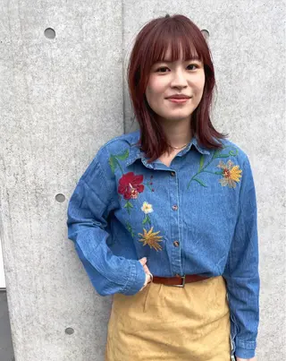 ミディアム カラー 暖色カラー/ピンク カラー/HARUKAのヘアスタイル