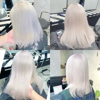 セミロング カラー ブリーチ&エクステ 🥀ケアカラー特化のヘアスタイル