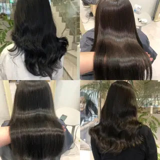 ロング カラー レイヤー/顔まわり カット/地毛風カラーのヘアスタイル