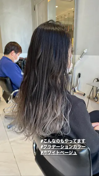 ロング オリーブ カラー✨有坂映哉のヘアスタイル