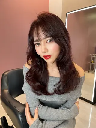 セミロング 韓国✖️網紅🖤 パーマYURIYAのヘアスタイル