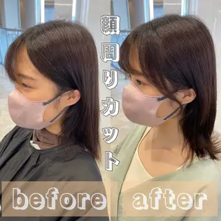 セミロング カラー 顔まわりカット✄ ベージュカラー🧸のヘアスタイル