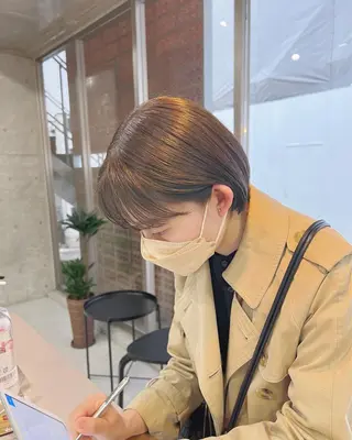 ショート カラー ボブパーマコテ巻き風 パーマNo1深江秀平のヘアスタイル