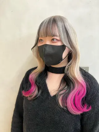 ロング 渋谷ハイトーン/ デザインカラー阿部のヘアスタイル