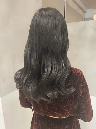 ロング オリーブ カラー✨有坂映哉のヘアスタイル