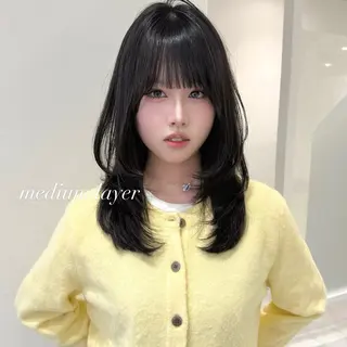 ミディアム 韓国𝐻𝑎𝑖𝑟 🇰🇷🖤ハラのヘアスタイル