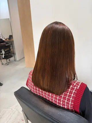 ミディアム omaフクダ 縮毛矯正/艶髪カラーのヘアスタイル