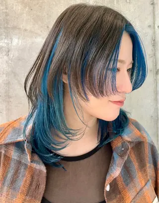 セミロング カラー 派手髪デザインカラー ヒロカのヘアスタイル