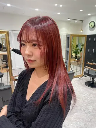 ロング カラー 矯正パーマ、ベージュ ボブカット🫧のヘアスタイル