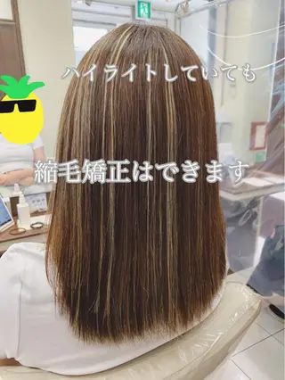ロング パーマ ブリーチでもできる 縮毛矯正相原慎🌈のヘアスタイル