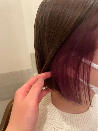 ミディアム カラー 似合わせカットパーマ 長峯丈士のヘアスタイル