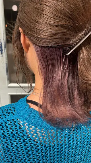 ミディアム カラー ヘアアレンジ 髪質改善/縮毛矯正/ レイヤーカットななこのヘアスタイル