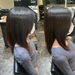 ミディアム 縮毛矯正専門店店長 佐々木動画モデル募集のヘアスタイル