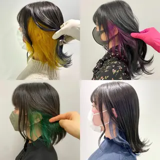 セミロング カラー パーマ ヘアアレンジ ネイル マツエク・マツパ 韓国風ベージュ🤎 赤みなし🌿横浜🤎のヘアスタイル