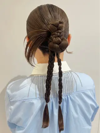 セミロング ヘアアレンジ 🤍透明感カラー・ きらら‎🤍のヘアスタイル