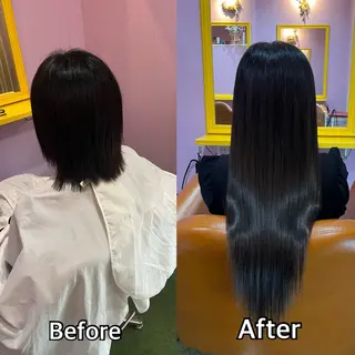 ロング シール+ちび編み込み エクステ梅田🐨のヘアスタイル