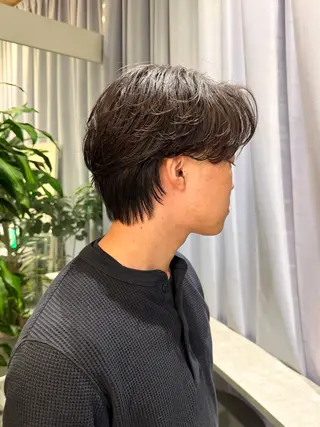 ミディアム パーマ メンズ 💈原宿指名No.1 センターパート💈のヘアスタイル