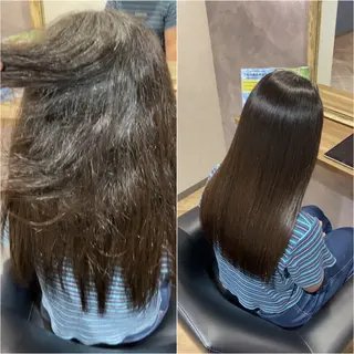 ロング 阪急箕面駅 艶カラー/縮毛矯正のヘアスタイル