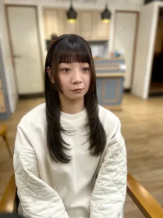 ロング カラー パーマ ヘアアレンジ メンズ キッズ レイヤーカット 🌿透け感カラーのヘアスタイル