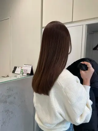 ロング 垢抜け小顔レイヤー オリーブ/スミレのヘアスタイル