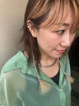 ミディアム 韓国エクステ／羽エク ダブルスキル💛のヘアスタイル