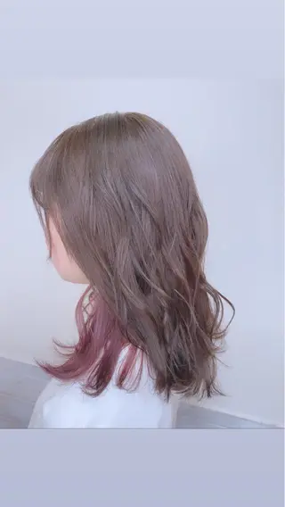 セミロング カラー ヘアアレンジ アイラッシュ/美容室 個室/瀬戸 一菜のヘアスタイル