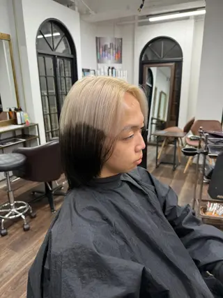 メンズ メンズ毛流れパーマ ブリーチSHIONのヘアスタイル