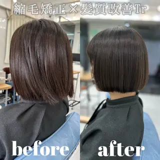 ショート パーマ 髪質改善🩵縮毛矯正 代々木/木下のヘアスタイル