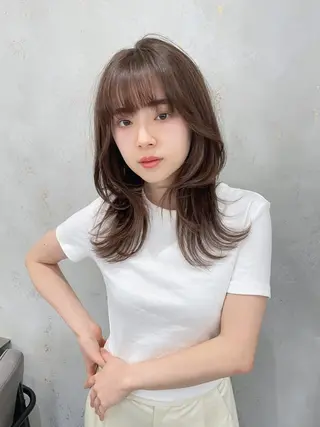 セミロング 山本翔一郎 韓国顔周りレイヤーのヘアスタイル